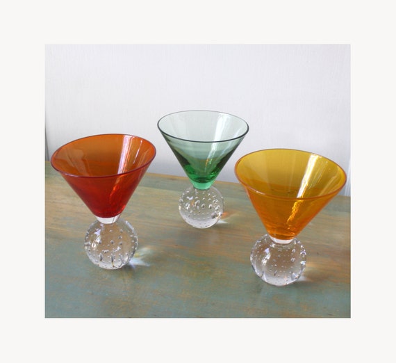 3 Aseda Glasbruk Mid Century Swedish Bubble Glass Ball Base