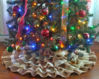 Burlap Tree Skirt, Tree Skirt, Ruffle Tree Skirt, Burlap, Ruffled Tree Skirt, Burlap Christmas Tree Skirt, Christmas Tree Skirt, Tree Skirts