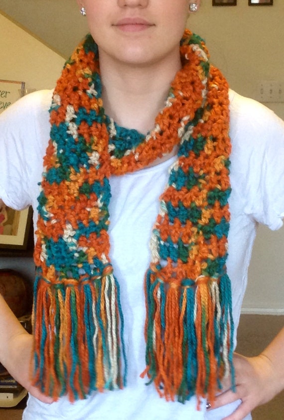 MultiColored Crochet Scarf by SunChickie Arts