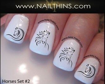 Horse Nail Decal SET # 2 Country Horses Nail Art Equestrian NAILTHINS