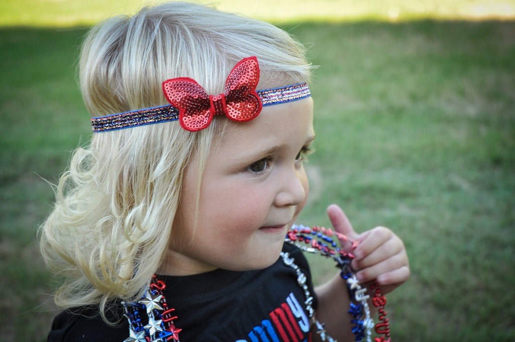 Red Bow Headband, 4th of July Headband, Patriotic Headband, Red