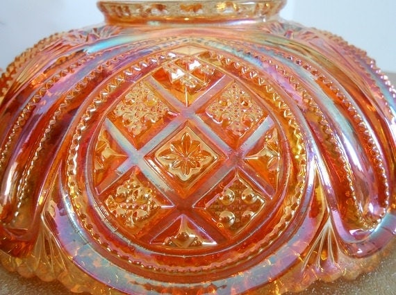 Orange Carnival Glass Bowl From Imperial By Widhalmscollectibles