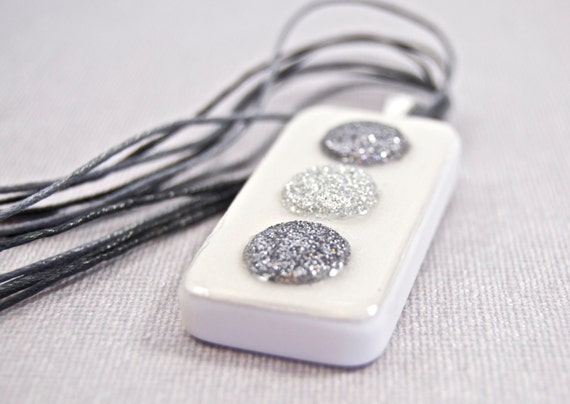 Grey Glitter Domino Pendant