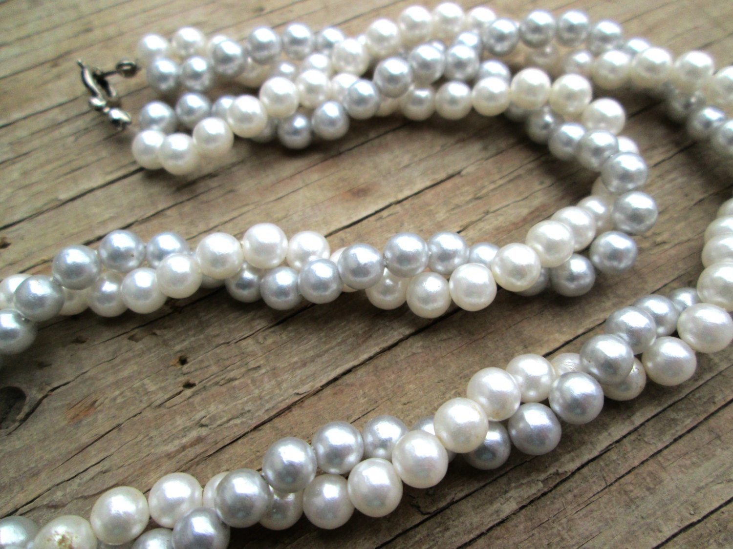 Twisted Pearl Choker Faux Pearl Necklace by EarthChildArt