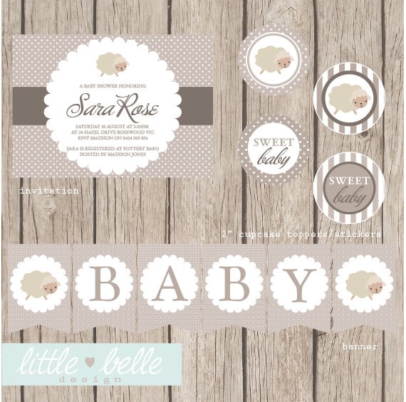 Items similar to Cute Lamb Baby Shower Printable Party Package on Etsy