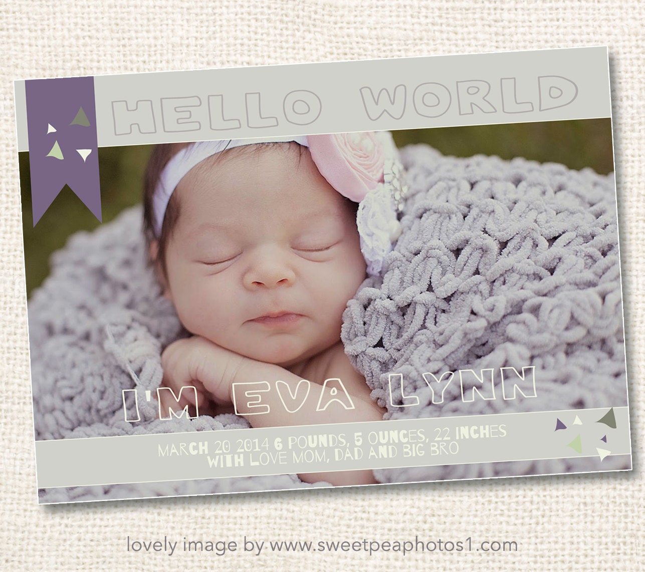 Baby Announcements Cards EvaLynn Layered PSD by
