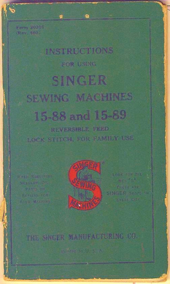 Singer 1588 and 1589 ORIGINAL MANUAL Sewing Machine