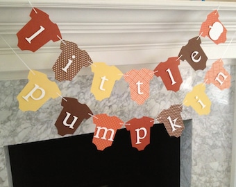 Baby Shower Decor, Little Pumpkin Banner, Fall Baby Shower Decor, Autumn Baby Banner, Pumpkin Baby One-Piece Banner, Gender Neutral Banner