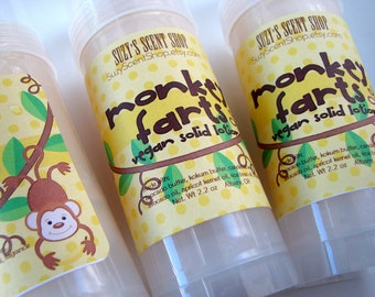 Monkey Farts Solid Lotion Bar - Strawberry Bubblegum Banana - Bath and Body - Solid Perfume - Natural Skin Care - Vegan - Solid lotion stick