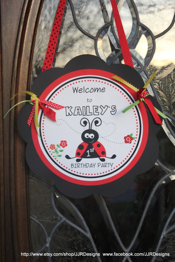 DIGITAL Door Sign Ladybugs-Ladybug Door Sign-Door Sign-Ladybug- Party Welcome Sign- Ladybug First Birthday