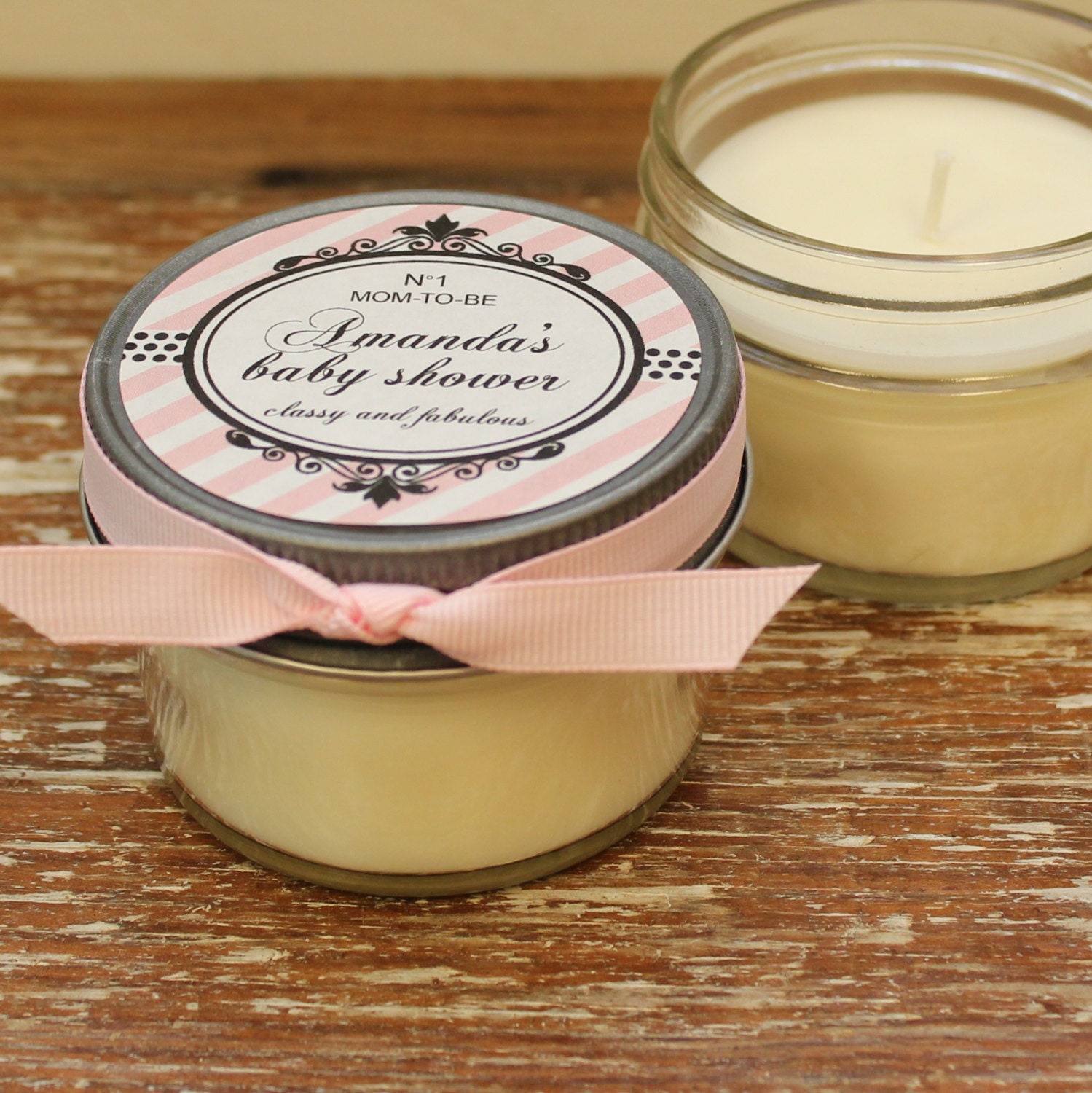 Set of 12 4 oz Baby Shower Favor Candles Designer Label