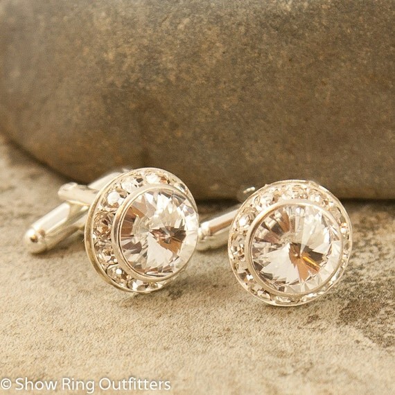 Swarovski crystal cufflinks 25 colors silver or gold crystal