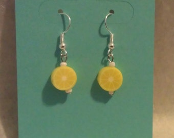 Kawaii Yellow Lemon Slice Earrings