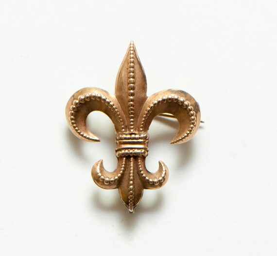 Gold filled ladies fleur de lis pendant watch pin Victorian