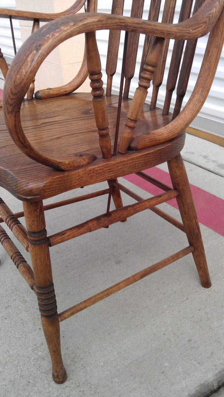 Antique Double Brace Oak Armchair Traditional by DejaVuDecors