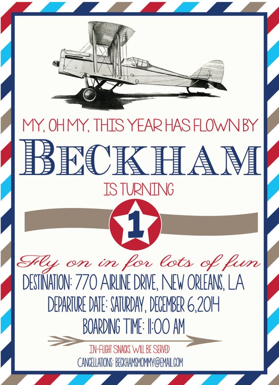 Vintage Airplane Birthday Invitation Vintage Planes First