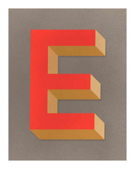 The Letter E Original Art Print Typography Alphabet