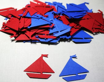 100 red and blue sailboat confetti
