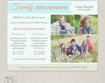 Family Mini Session Template - Photography Marketing Board 064 - C216, INSTANT DOWNLOAD