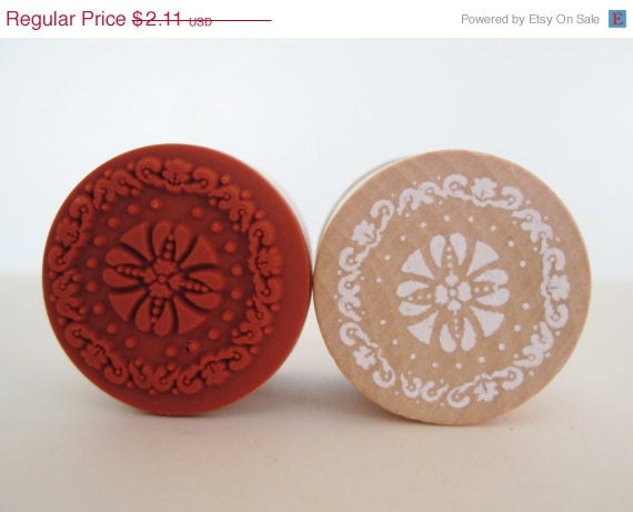 ON SALE - Lace Doilies Round Rubber Stamp style 4 Il_570xn