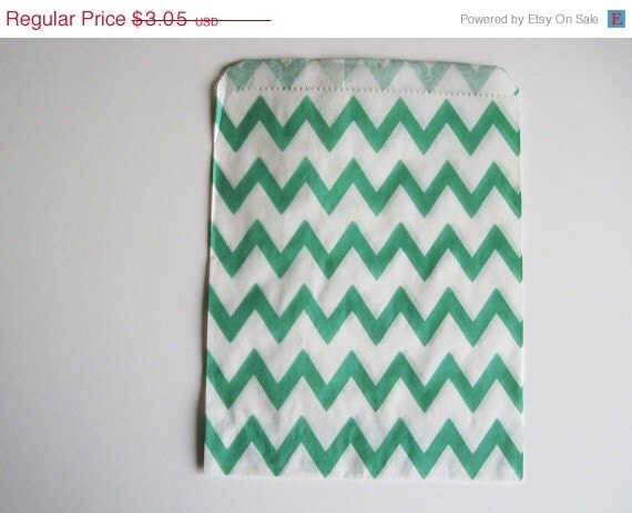 ON SALE 12 Aqua CHEVRON Designer Party Favor Bags, Weddings, Birthday, Showers Il_570xn