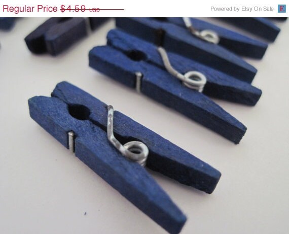 ON SALE Dark Blue - 50 Mini Clothespins Il_570xn