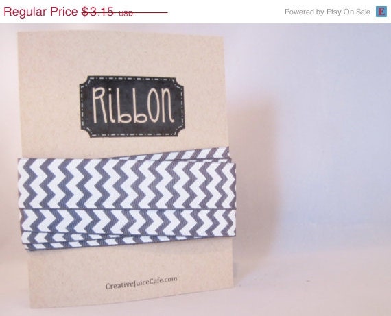 ON SALE 3 yards of Dark Grey 1" Chevron Grosgrain Ribbon Il_570xn
