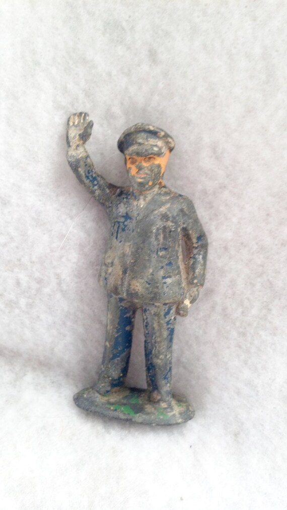 Antique Lead Figurine Old Type British Police Man by OldeBerry