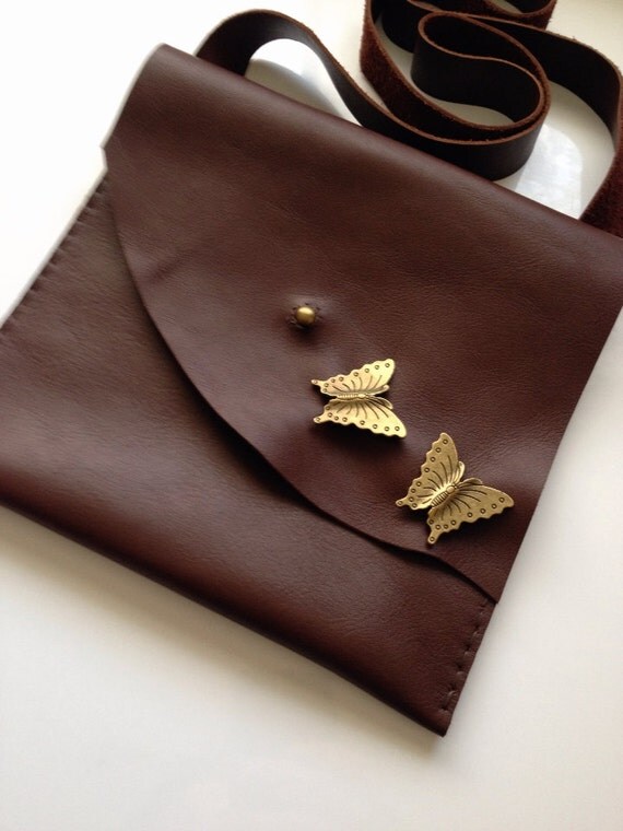 Simple Dark Brown Leather Handbag by RusticMoonLeather on Etsy