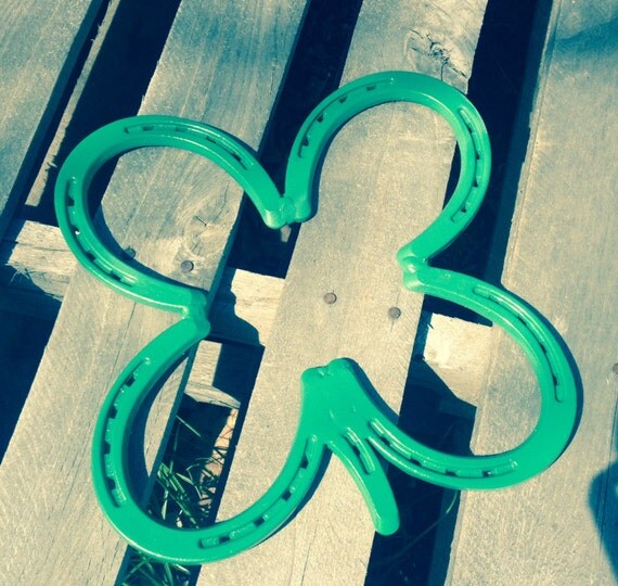 Horseshoe Four Leaf Clover. Horseshoes. Home Decor. by