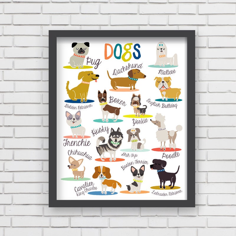 Dogs Wall Art Print Home Decor Dogs Art Print 8x10 or 11x14