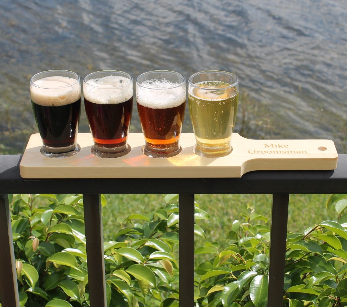 Personalized Beer Flight Set Beer Paddle and 4 Beer Tasting