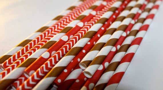 Sock monkey red and brown party Shower 24 Paper striped chevron polka dotted stripes paper straws first birthday baby shower