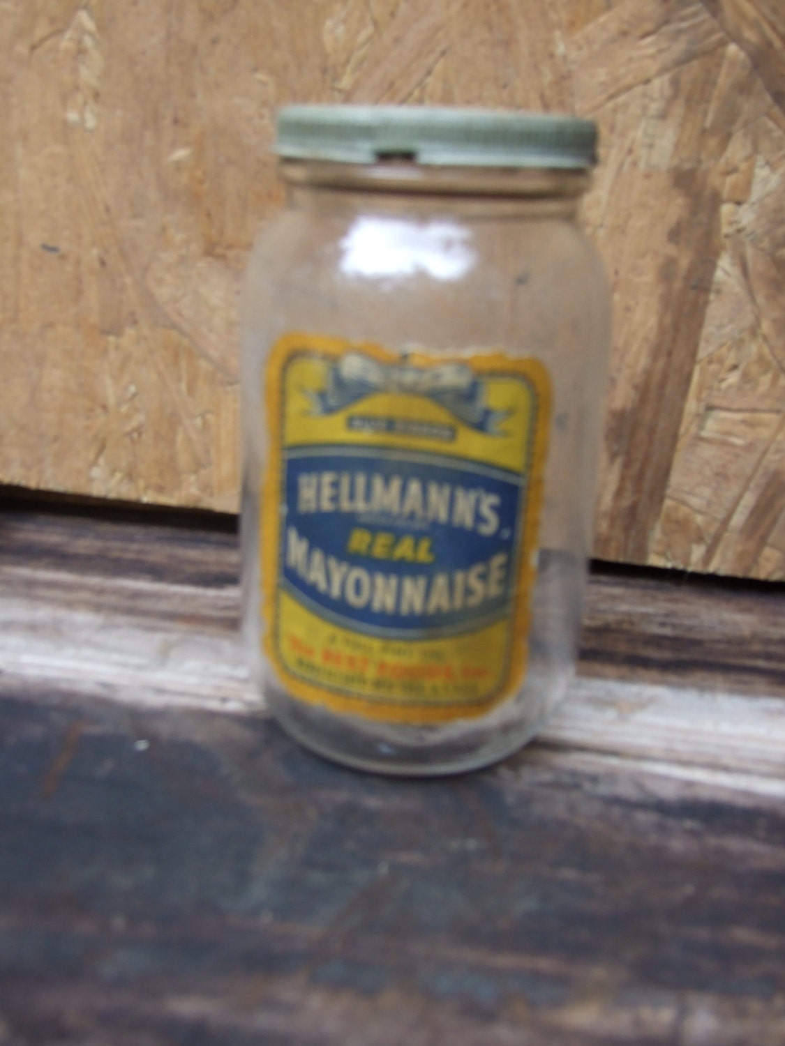 Vintage Hellmans Mayonaise Jar Blue Ribbon by