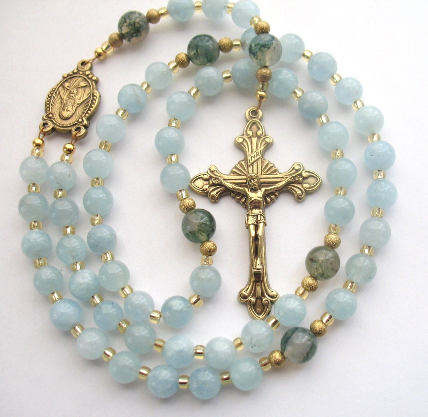 Aquamarine Rosary Catholic Prayer Beads Aquamarine Beads