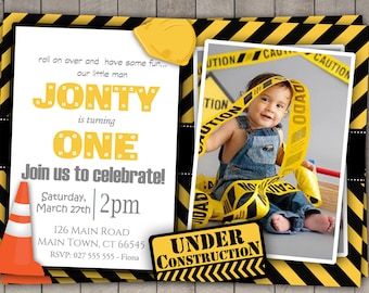 Construction First Birthday Invitations 2