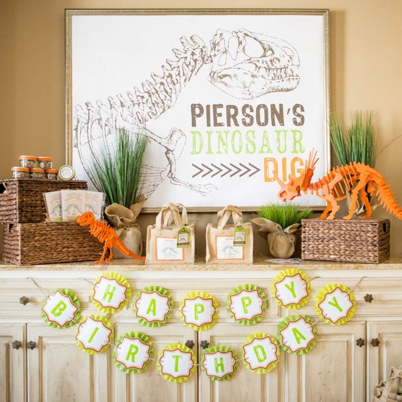 Dinosaur Excavation Dino Dig Birthday Sign - Printable Customized Poster