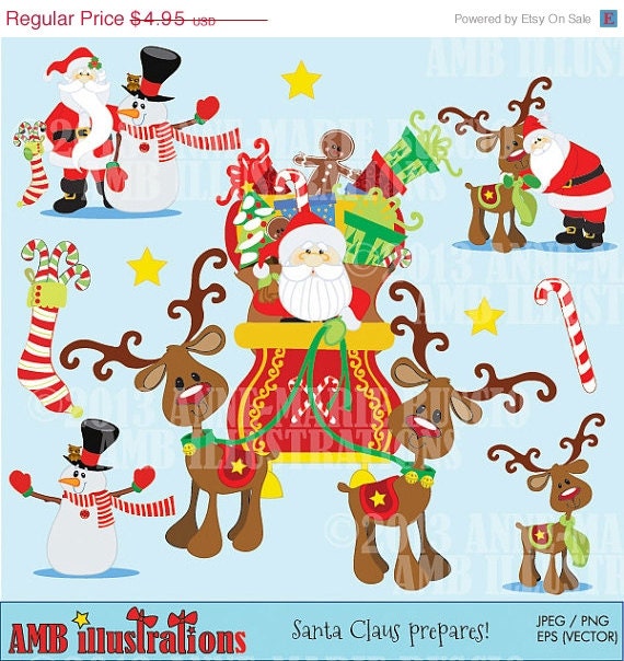 80% OFF SANTA Claus clipart, christmas clipart package, vector graphics, digital clipart, instant download AMB-508 Il_570xn