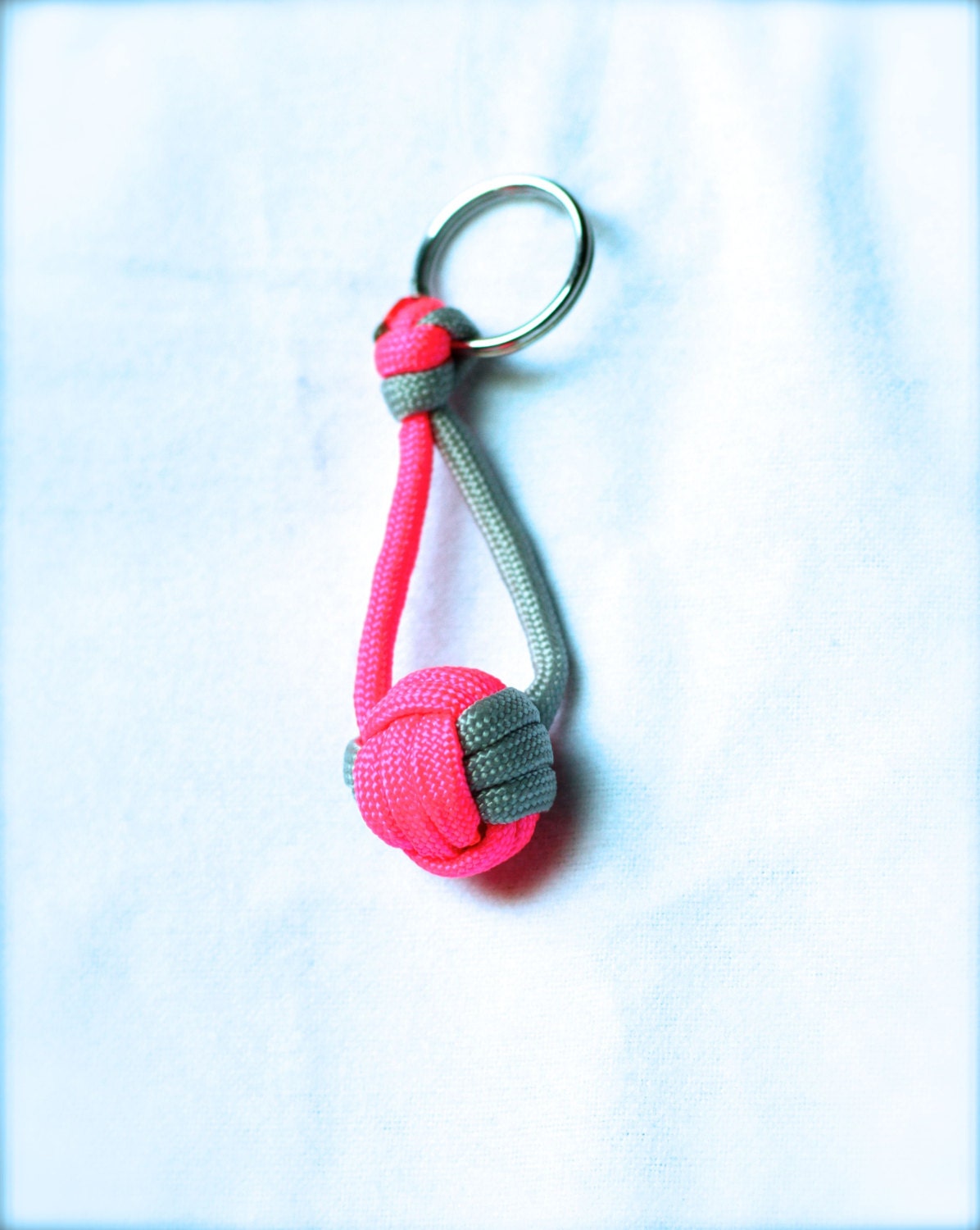Volleyball Keychain Gift Paracord Pink and Grey by MyLittleAthlete