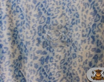 Velboa Faux Fur Fabric "LEOPARD LIGHT BLUE" / 60" Wide / Sold by the yard