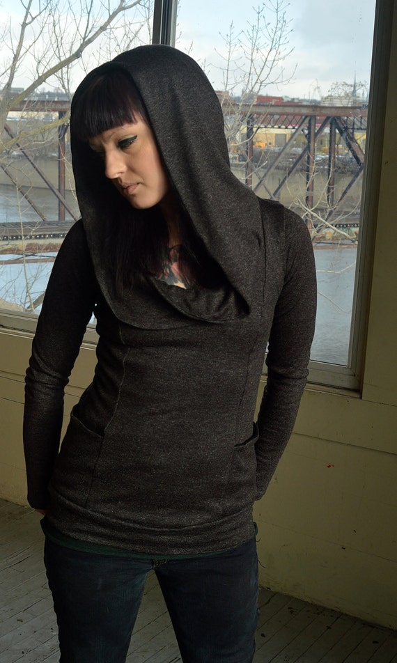 Items similar to Hoodie Dress with Pockets, Oversized Hood and Banded ...