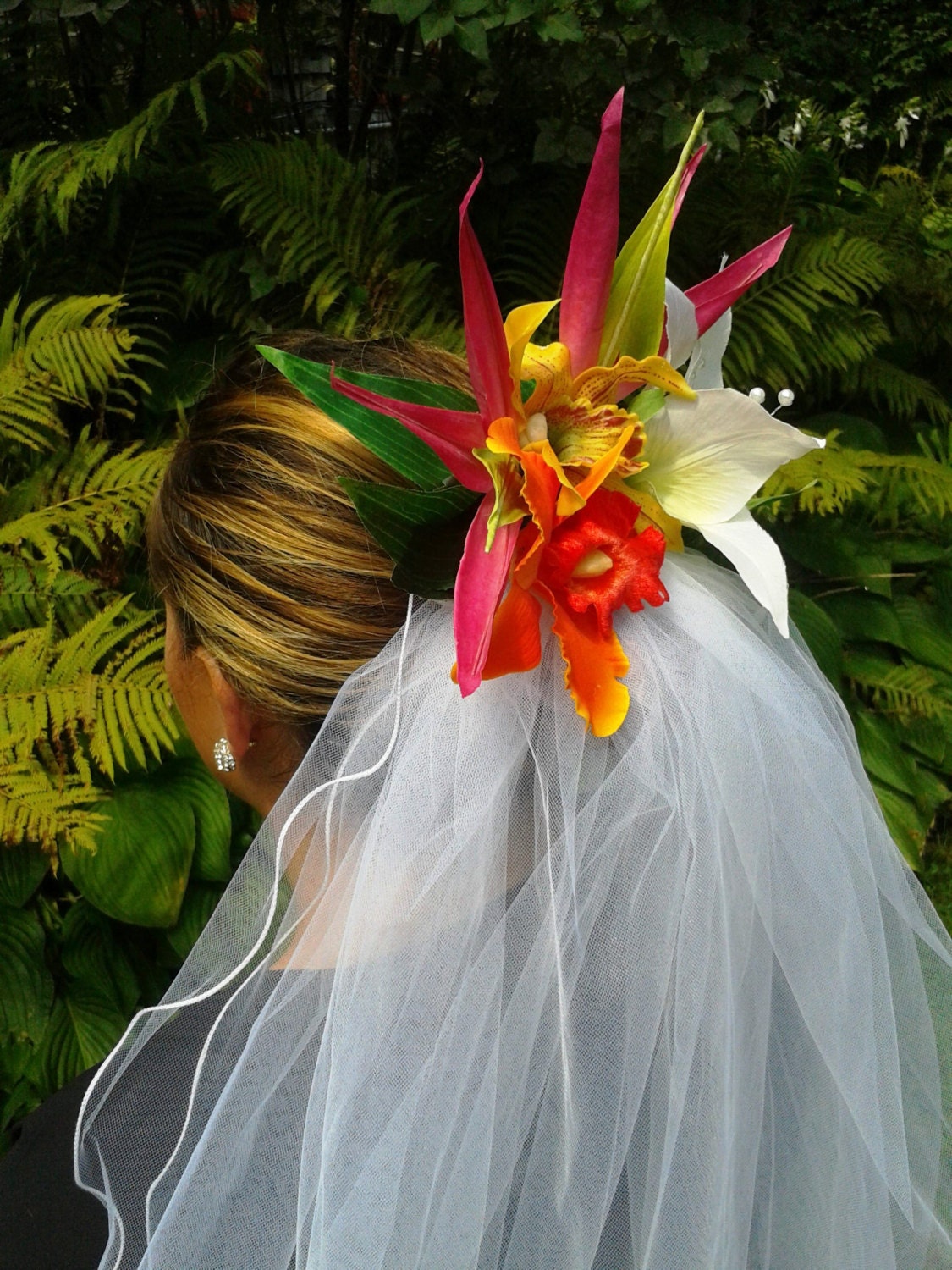 BRIDAL HEADPIECE Tropical Fascinator Hawaiian by MalamaPuaBridal