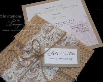 Items similar to Printable Wedding Invitations Country Chic Burlap and ...