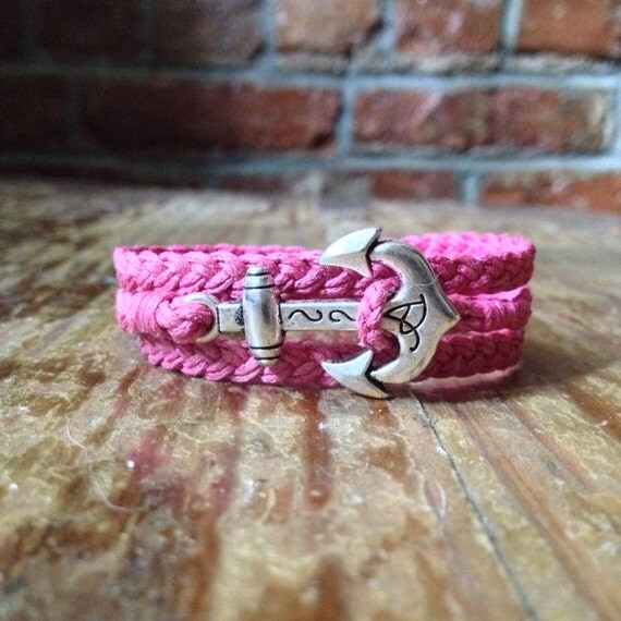 Pink Anchor Wrap Bracelet by LockdDesigns on Etsy
