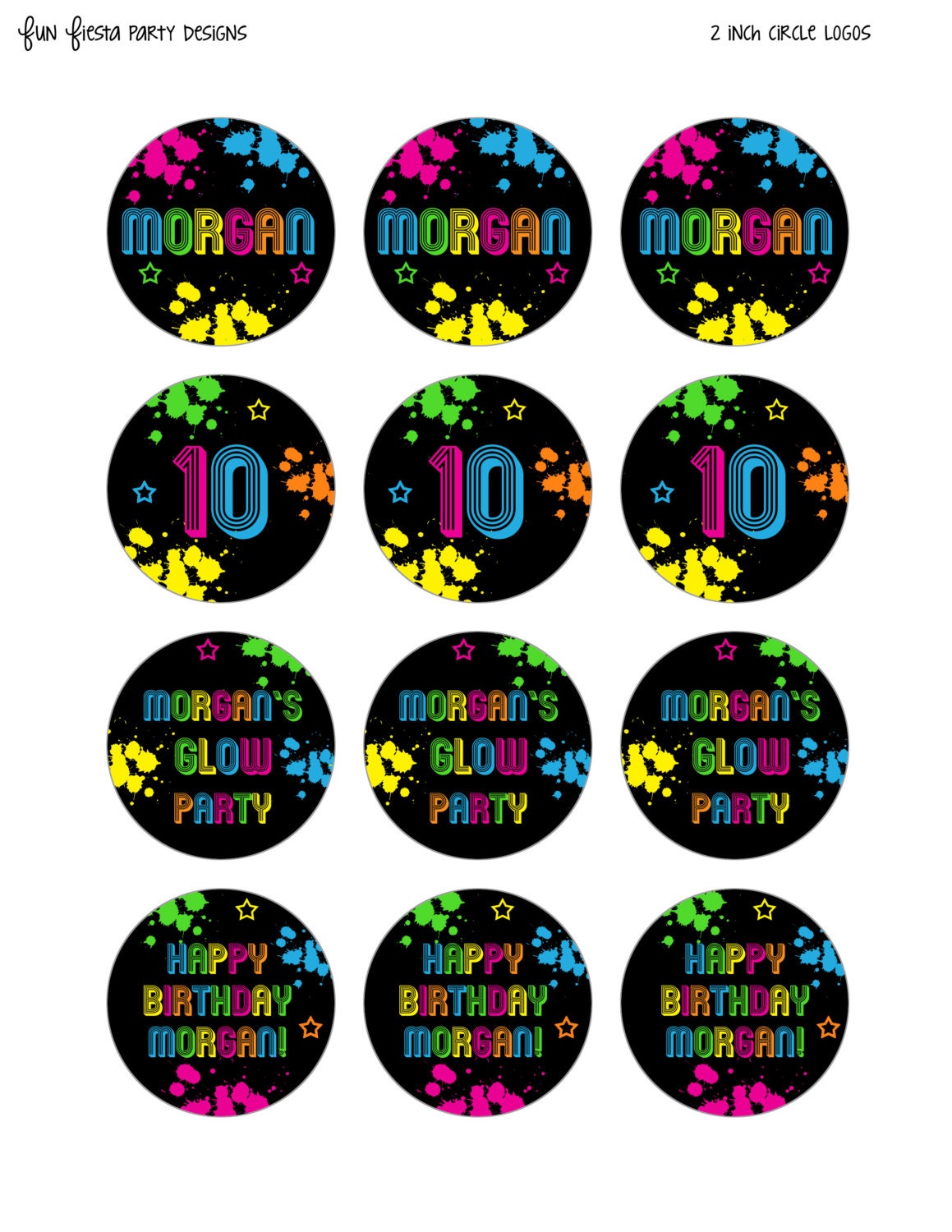 NEON/Glow Party printables pack