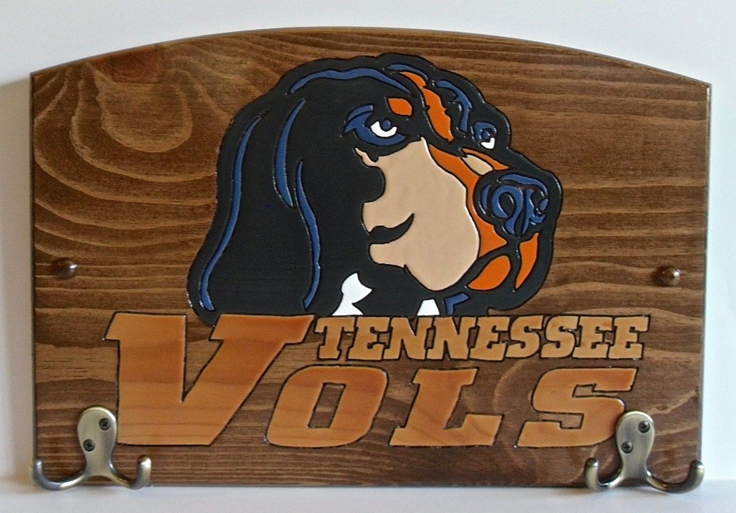 Tennessee Vols Handcrafted Wood Plaque with Hooks NCAA