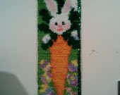 EASTER BUNNY And CARROT Wall Decor Latch Hook Rug Rug Hook Adorable Wall Hanging