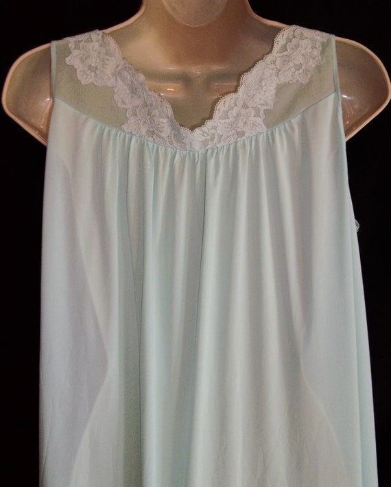 Vintage Lingerie 1950s SHADOWLINE Aqua Nightgown Medium