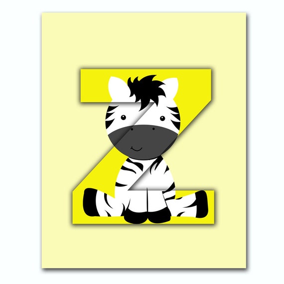 items similar to zebra letter z printable jungle animal childrens art