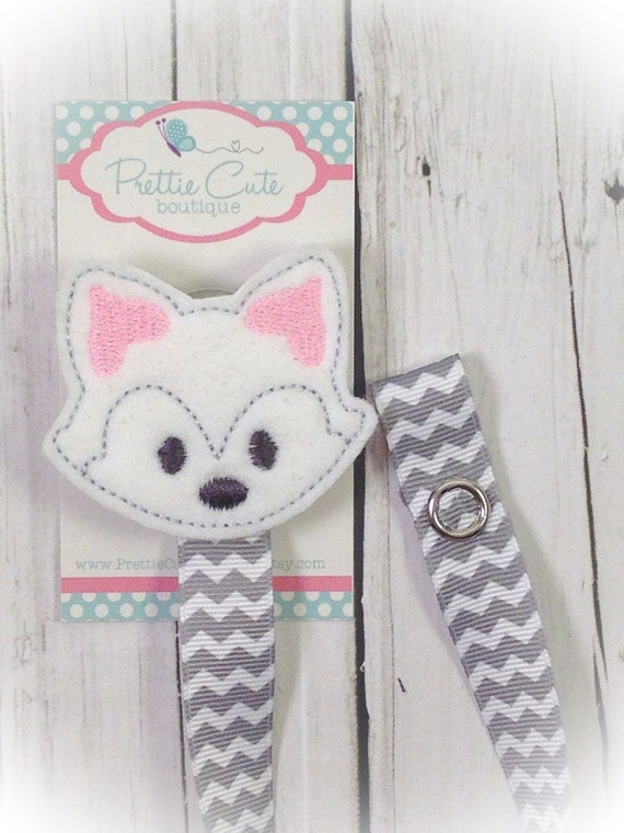 Cute White Fox Pacifier Clip Holder Baby Pacifier Felt